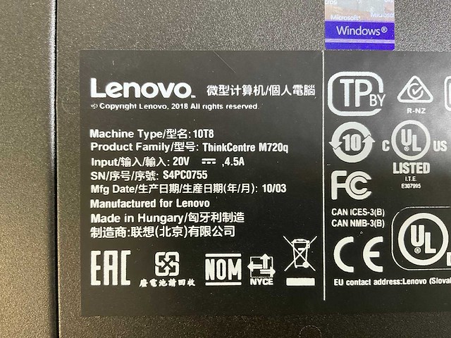 Lenovo m720q, core(tm) i5 9th gen, 16 gb ram (2x8gb), 256 gb ssd mini desktops (2x) - afbeelding 6 van  7