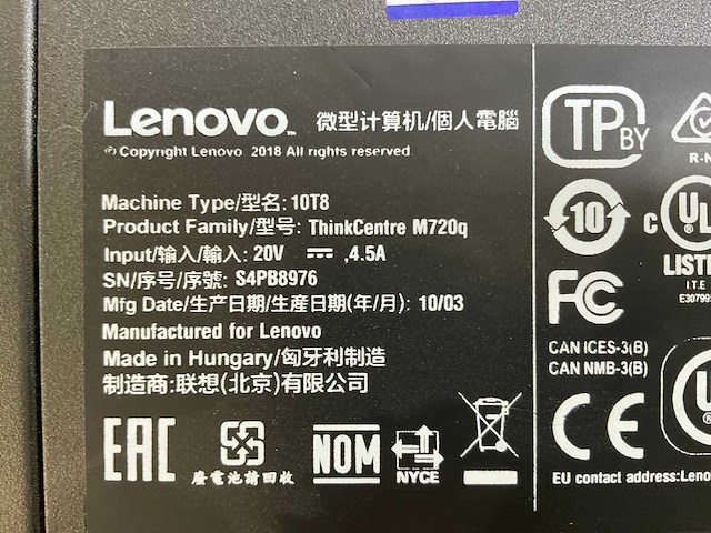 Lenovo m720q, core(tm) i5 9th gen, 16 gb ram (2x8gb), 256 gb ssd mini desktops (3x) - afbeelding 6 van  8