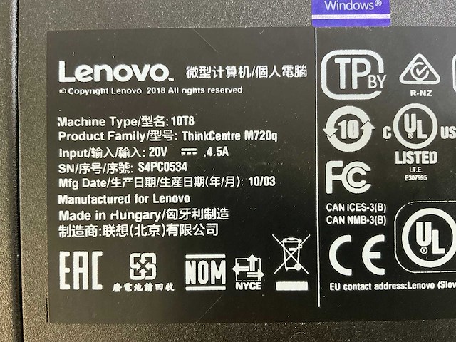 Lenovo m720q, core(tm) i5 9th gen, 16 gb ram (2x8gb), 256 gb ssd mini desktops (3x) - afbeelding 7 van  8