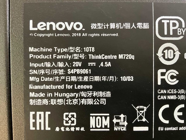 Lenovo m720q, core(tm) i5 9th gen, 16 gb ram (2x8gb), 256 gb ssd mini desktops (3x) - afbeelding 8 van  8