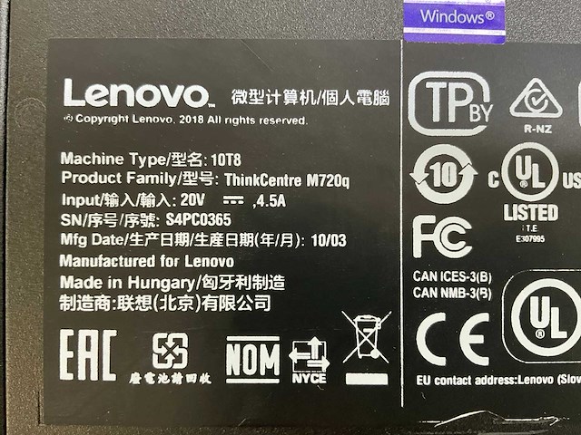 Lenovo m720q, core(tm) i5 9th gen, 16 gb ram (2x8gb), 256 gb ssd mini desktops (3x) - afbeelding 6 van  8