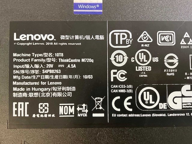 Lenovo m720q, core(tm) i5 9th gen, 16 gb ram (2x8gb), 256 gb ssd mini desktops (3x) - afbeelding 8 van  8