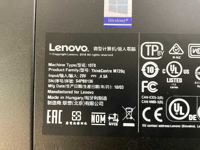Lenovo m720q, core(tm) i5 9th gen, 16 gb ram (2x8gb), 256 gb ssd mini desktops (3x) - afbeelding 6 van  8