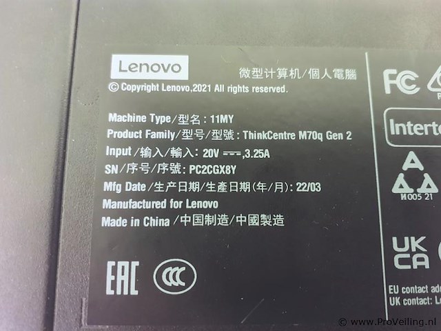 Lenovo mini-desktopcomputer thinkcentre m70q gen 2 - afbeelding 3 van  3