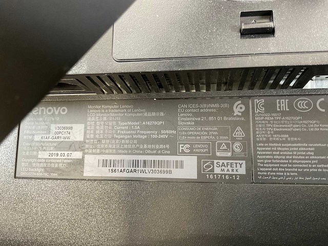 Lenovo (p27h-10) 27”, 2560x1440 (qhd) ips monitor - afbeelding 6 van  6