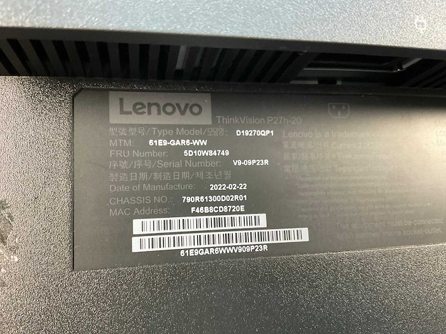 Lenovo (p27h-20) 27”, 2560x1440 (qhd) ips monitor - afbeelding 6 van  6