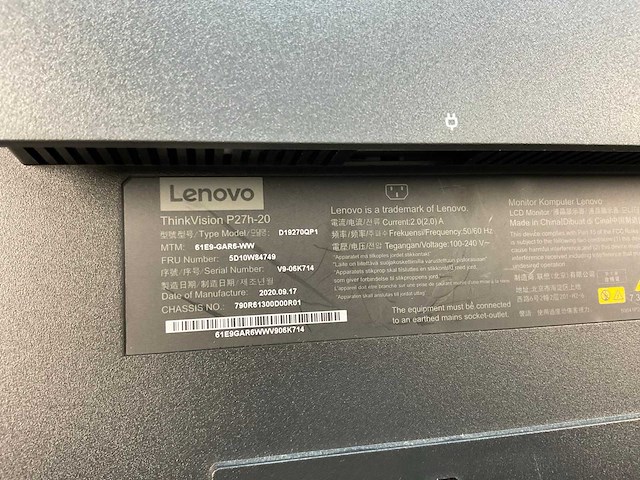 Lenovo (p27h-20) 27”, 2560x1440 (qhd) ips monitor - afbeelding 6 van  6