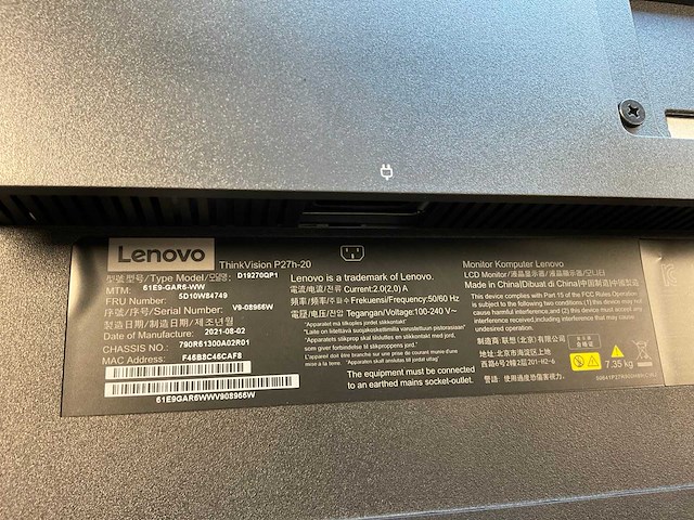 Lenovo (p27h-20) 27”, 2560x1440 (qhd) ips monitor - afbeelding 6 van  6