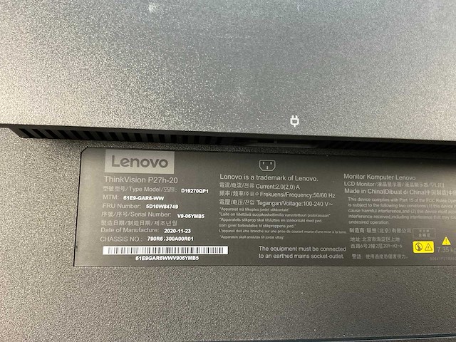 Lenovo (p27h-20) 27”, 2560x1440 (qhd) ips monitor - afbeelding 6 van  6