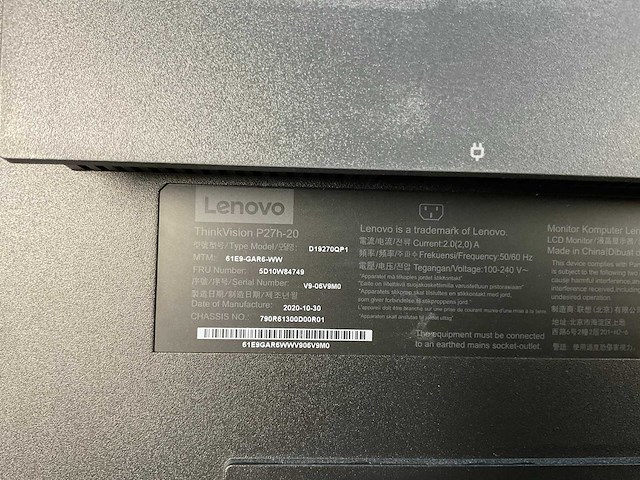 Lenovo (p27h-20) 27”, 2560x1440 (qhd) ips monitor - afbeelding 6 van  6