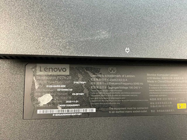 Lenovo (p27h-20) 27”, 2560x1440 (qhd) ips monitor - afbeelding 6 van  6