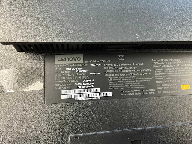 Lenovo (p27h-20) 27”, 2560x1440 (qhd) ips monitor - afbeelding 6 van  6