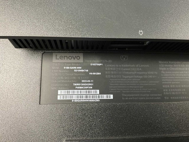 Lenovo (p27h-20) 27”, 2560x1440 (qhd) ips monitor - afbeelding 6 van  6