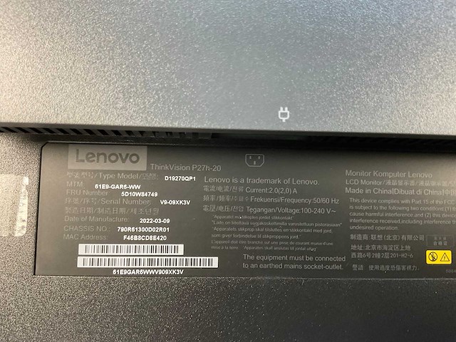 Lenovo (p27h-20) 27”, 2560x1440 (qhd) ips monitor - afbeelding 3 van  3