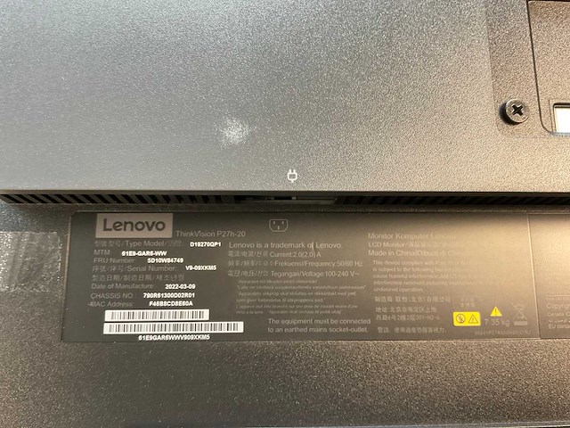 Lenovo (p27h-20) 27”, 2560x1440 (qhd) ips monitors (2x) - afbeelding 3 van  7