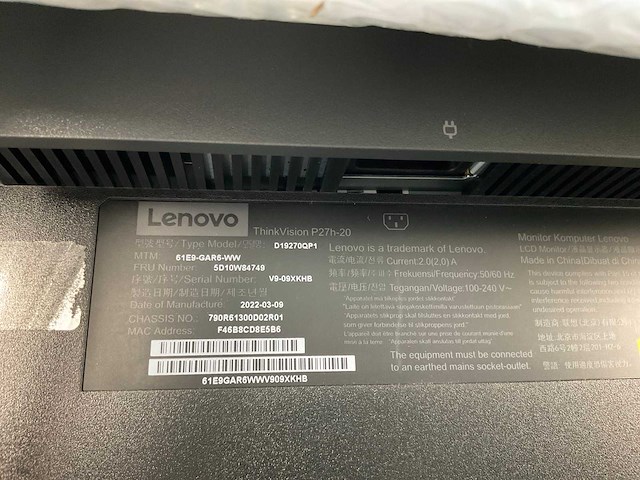 Lenovo (p27h-20) 27”, 2560x1440 (qhd) ips monitors (2x) - afbeelding 4 van  9