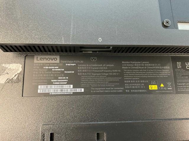 Lenovo (p27h-20) 27”, 2560x1440 (qhd) ips monitors (2x) - afbeelding 6 van  7