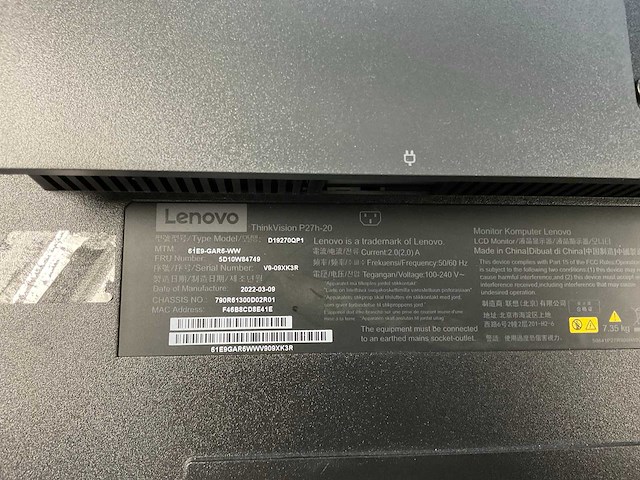 Lenovo (p27h-20) 27”, 2560x1440 (qhd) ips monitors (2x) - afbeelding 11 van  13