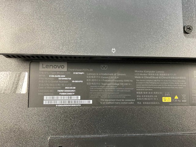 Lenovo (p27h-20) 27”, 2560x1440 (qhd) ips monitors (2x) - afbeelding 11 van  13