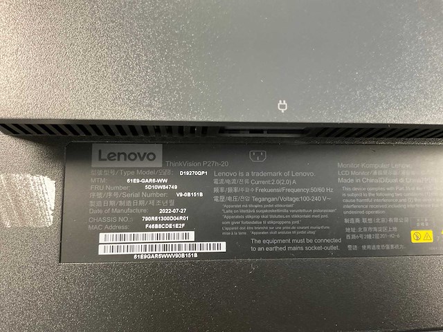 Lenovo (p27h-20) 27”, 2560x1440 (qhd) ips monitors (2x) - afbeelding 3 van  11