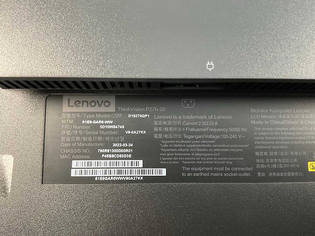 Lenovo (p27h-20) 27”, 2560x1440 (qhd) ips monitors (2x) - afbeelding 4 van  12