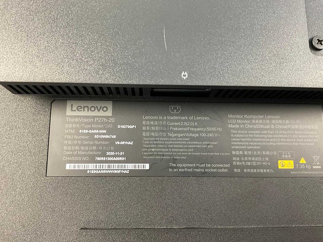 Lenovo (p27h-20) 27”, 2560x1440 (qhd) ips monitors (2x) - afbeelding 3 van  12