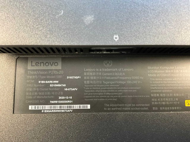 Lenovo (p27h-20) 27”, 2560x1440 (qhd) ips monitors (2x) - afbeelding 2 van  11