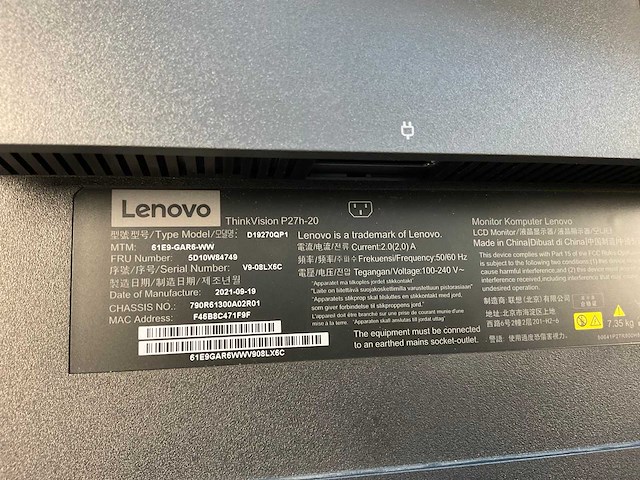 Lenovo (p27h-20) 27”, 2560x1440 (qhd) ips monitors (2x) - afbeelding 3 van  11