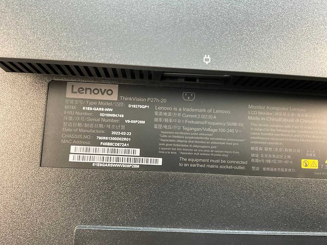 Lenovo (p27h-20) 27”, 2560x1440 (qhd) ips monitors (2x) - afbeelding 4 van  13