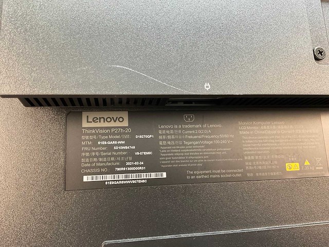 Lenovo (p27h-20) 27”, 2560x1440 (qhd) ips monitors (2x) - afbeelding 5 van  13