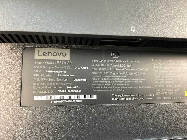 Lenovo (p27h-20) 27”, 2560x1440 (qhd) ips monitors (2x) - afbeelding 3 van  9