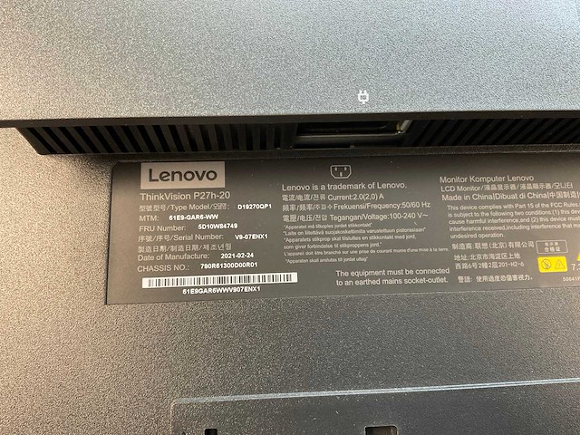 Lenovo (p27h-20) 27”, 2560x1440 (qhd) ips monitors (2x) - afbeelding 4 van  13