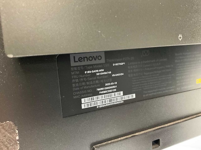 Lenovo (p27h-20) 27”, 2560x1440 (qhd) ips monitors (2x) - afbeelding 5 van  5