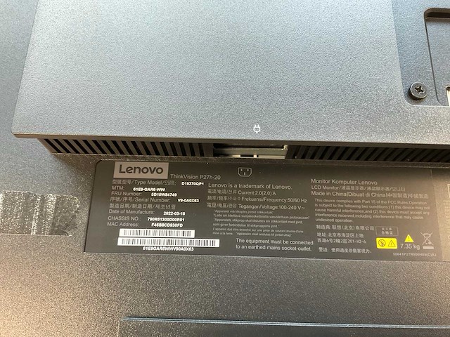 Lenovo (p27h-20) 27”, 2560x1440 (qhd) ips monitors (2x) - afbeelding 2 van  11