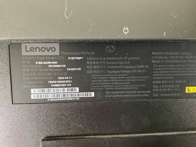 Lenovo (p27h-20) 27”, 2560x1440 (qhd) ips monitors (2x) - afbeelding 4 van  13