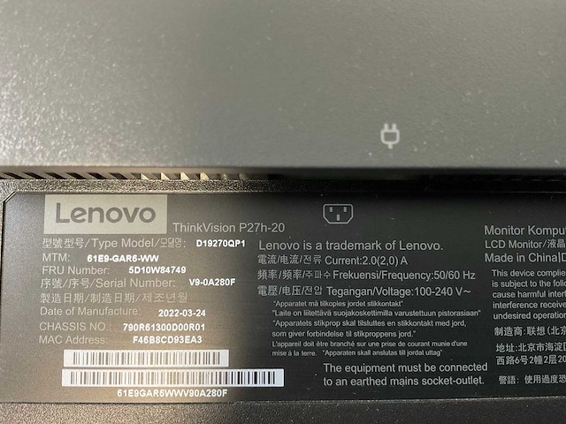 Lenovo (p27h-20) 27”, 2560x1440 (qhd) ips monitors (2x) - afbeelding 5 van  13