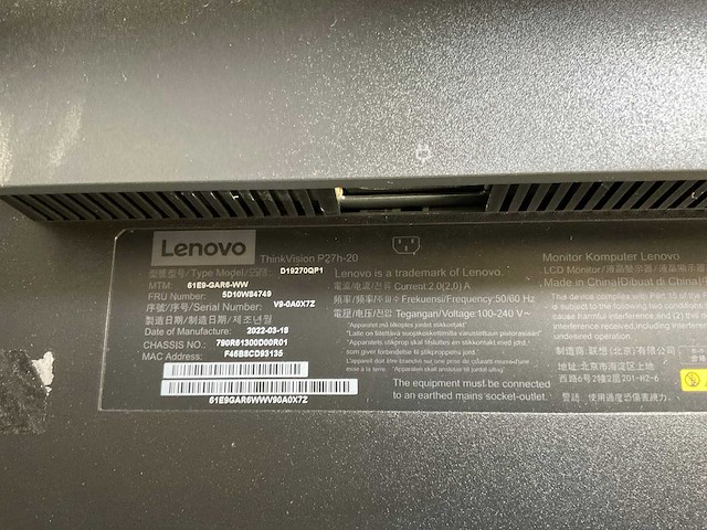 Lenovo (p27h-20) 27”, 2560x1440 (qhd) ips monitors (2x) - afbeelding 4 van  13