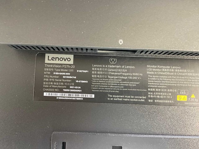 Lenovo (p27h-20) 27”, 2560x1440 (qhd) ips monitors (2x) - afbeelding 4 van  13