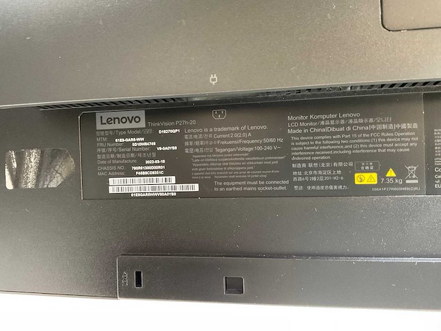 Lenovo (p27h-20) 27”, 2560x1440 (qhd) ips monitors (2x) - afbeelding 4 van  13