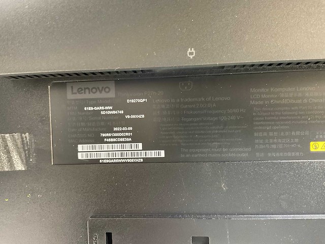Lenovo (p27h-20) 27”, 2560x1440 (qhd) ips monitors (2x) - afbeelding 5 van  13
