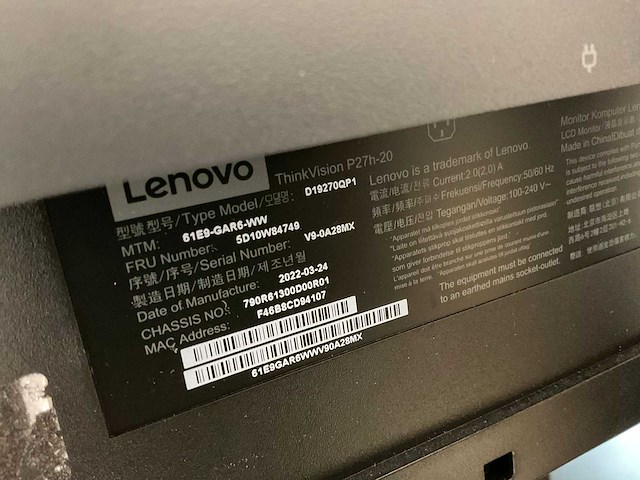 Lenovo (p27h-20) 27”, 2560x1440 (qhd) ips monitors (2x) - afbeelding 5 van  13