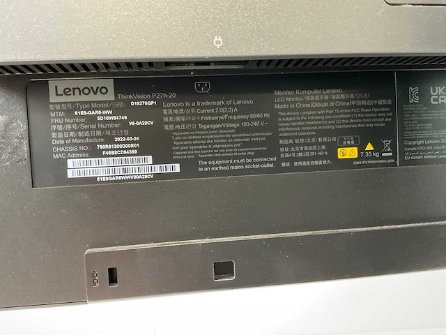 Lenovo (p27h-20) 27”, 2560x1440 (qhd) ips monitors (2x) - afbeelding 5 van  13