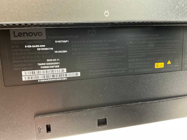 Lenovo (p27h-20) 27”, 2560x1440 (qhd) ips monitors (2x) - afbeelding 4 van  13