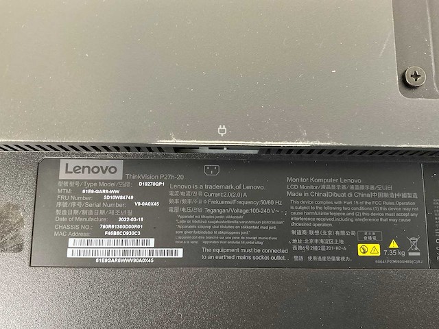 Lenovo (p27h-20) 27”, 2560x1440 (qhd) ips monitors (2x) - afbeelding 5 van  13