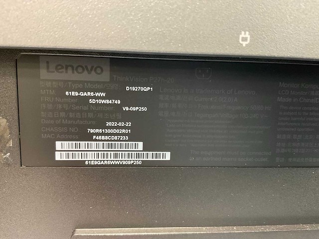 Lenovo (p27h-20) 27”, 2560x1440 (qhd) ips monitors (2x) - afbeelding 4 van  13