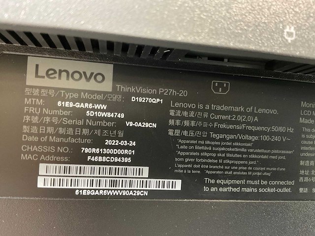 Lenovo (p27h-20) 27”, 2560x1440 (qhd) ips monitors (2x) - afbeelding 5 van  13