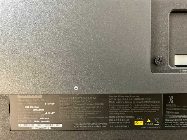 Lenovo (p27h-20) 27”, 2560x1440 (qhd) ips monitors (2x) - afbeelding 7 van  7