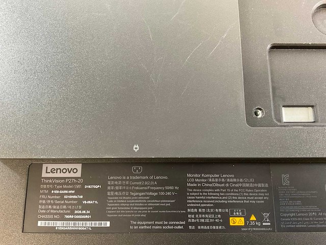 Lenovo (p27h-20) 27”, 2560x1440 (qhd) ips monitors (2x) - afbeelding 6 van  7