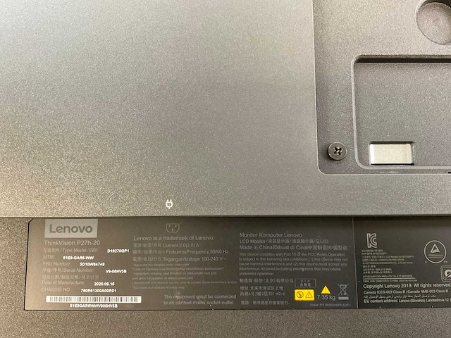 Lenovo (p27h-20) 27”, 2560x1440 (qhd) ips monitors (2x) - afbeelding 7 van  7