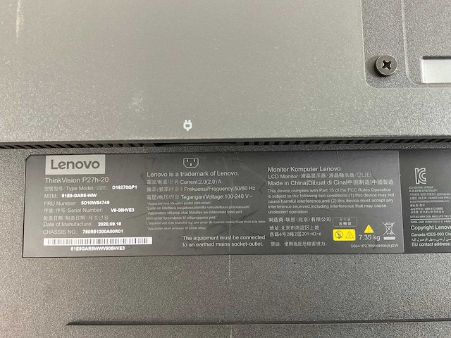 Lenovo (p27h-20) 27”, 2560x1440 (qhd) ips monitors (2x) - afbeelding 4 van  12